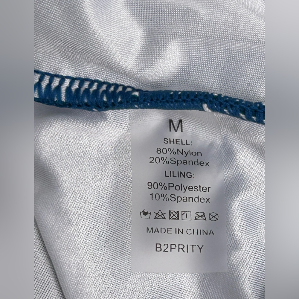 NWT B2prity One Piece Swimsuit M – Peacock Blue Tummy Control V Neck Tie Back - Picture 12 of 14